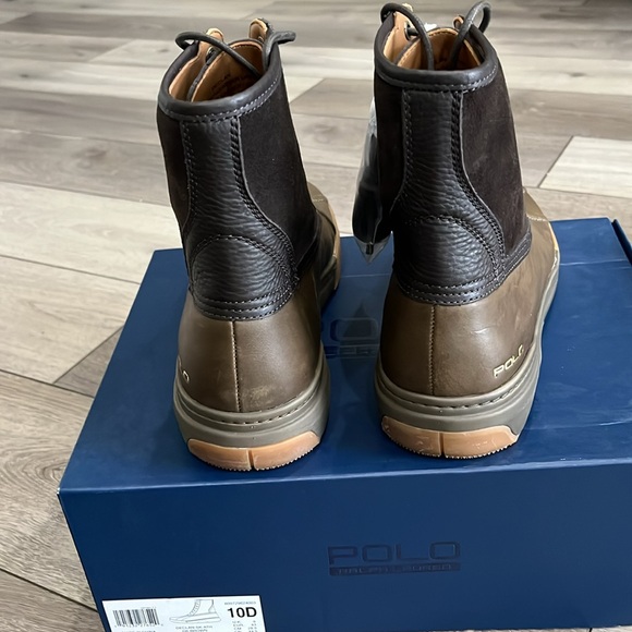 Polo Ralph Lauren Declan Winter Rain Duck boots black mens tumbled wax leather - Picture 3 of 10